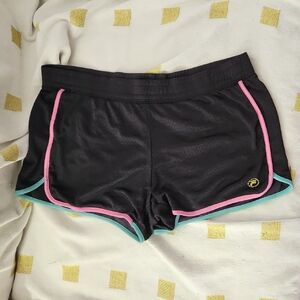 Fila Black Athletic Shorts with Pink and Teal‎ Accents